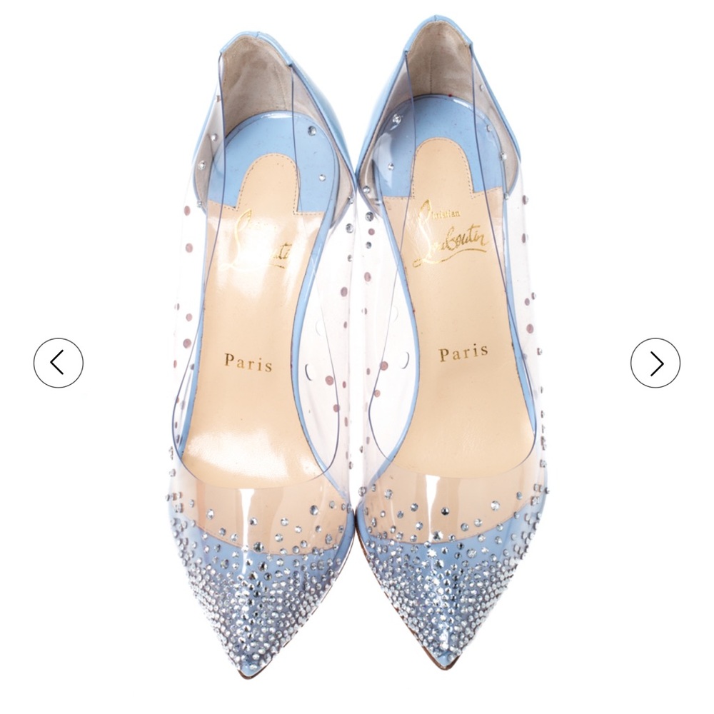 CHRISTIAN LOUBOUTIN | Light Blue Degrastrass PVC Heels